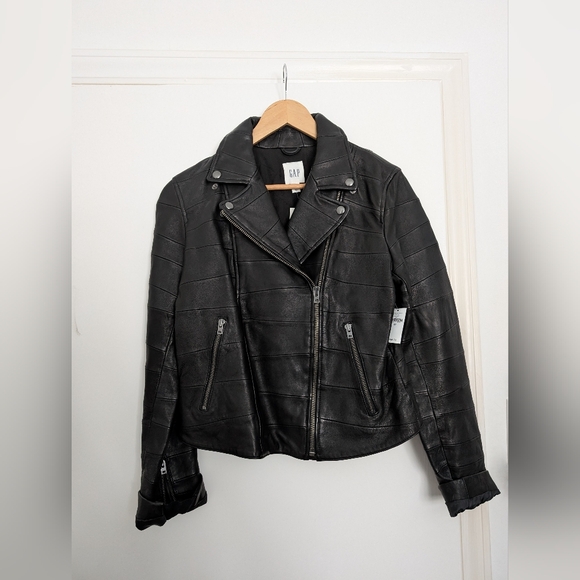 NWT Gap Genuine Leather Moto Jacket - Picture 2 of 8